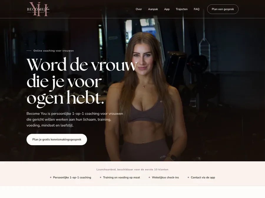 Website van Become You by Yente