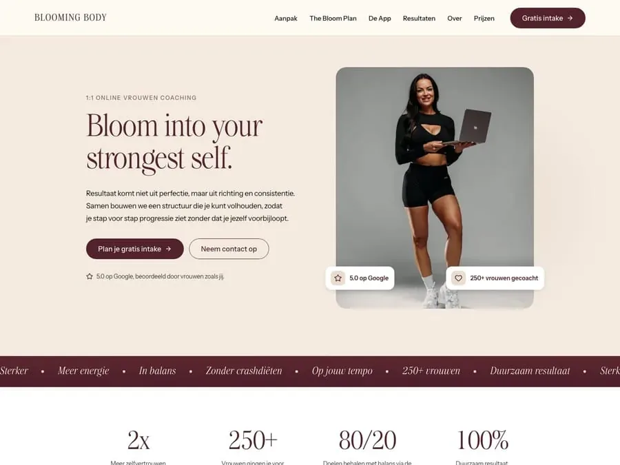 Website van Blooming Body